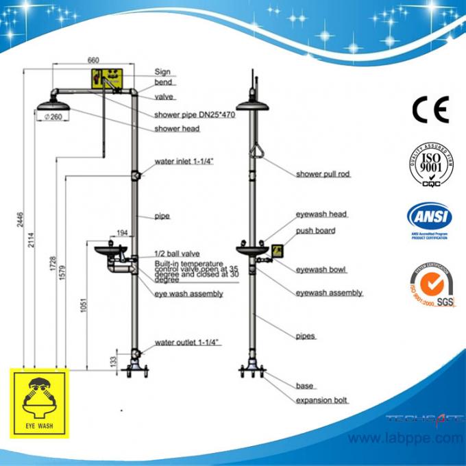 SH712BSHPHeat proof SCALD PROTECTION SAFETY SHOWER & EYE WASH