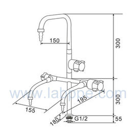 SHA25-3-Three Way/Triple outlet Lab Tap/Faucet,brass,360°swing,3 way lever handle faucet