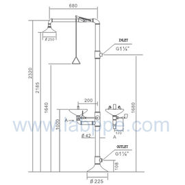 SH758AY-Emergency shower & eyewash station,GI materia with yellow color