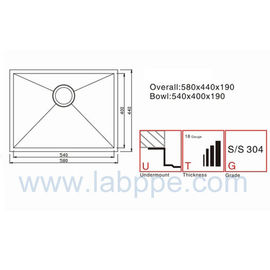 SHS540-Lab 304 stainless steel sink,ss304 Basin,corrosion resistant,580*440*190mm