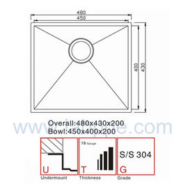 SHS450-Lab 304 stainless steel sink,ss304 Basin,corrosion resistant,480*430*200mm