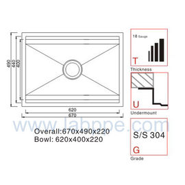 SHN600-Lab 304 stainless steel sink,ss304 Basin,corrosion resistant,670*490*220mm