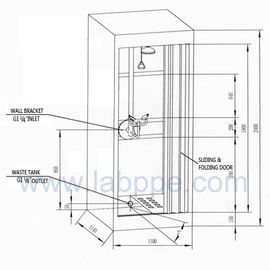 SH786A-Emergency shower & eyewash booth,stainless steel with water/waste tank