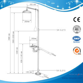 SH712BF-epoxy powder coating Galvanization Iron Safety shower eyewash station Foot pedal Carbon Steel eyewash hands wash