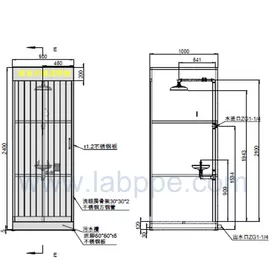 SH786B-Emergency shower & eyewash booth,stainless steel with water/waste tank