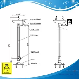 SH711BF-Stand eye wash Erect safety eye wash made of G.I.meets ANSI