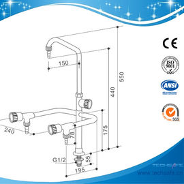 SHA1-7-Three Way/Triple outlet Lab Tap/Faucet,brass,360°swing,White/lever handle optional