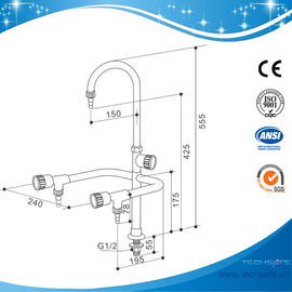 SHA1-5-Three Way/Triple outlet Lab Tap/Faucet,brass,360°swing,White/lever handle optional