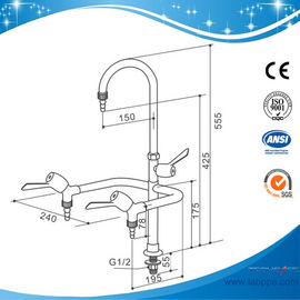 SHA1-1-Three Way/Triple outlet Lab Tap/Faucet,brass,360°swing,White/lever handle optional