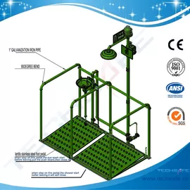 SHD200SG-Pedaled safety shower & eyewash station with railing,SS304/G.I.