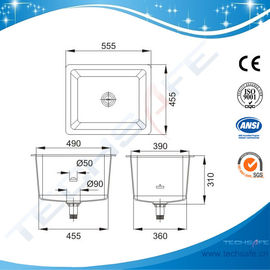 SHP2G-Lab PP Mid Size Sink,555*455*310mm,Grey lab sink