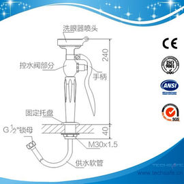 SH355-Lab furniture use deck mounted single way eye wash fountain with hose