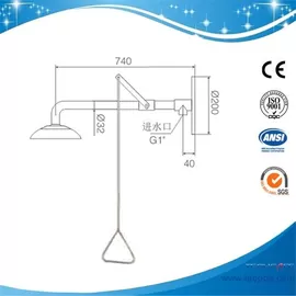 SH1588-wall mounted Emergency shower eye wash shower safety eye wash ANSI Z 358.1-2014 made in china eye wash factory