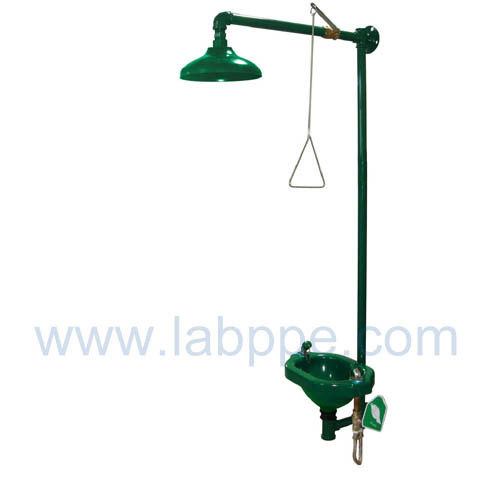 SHH100-Safety shower & eyewash station,Galvanized Iron,Color:Yellow,red,green