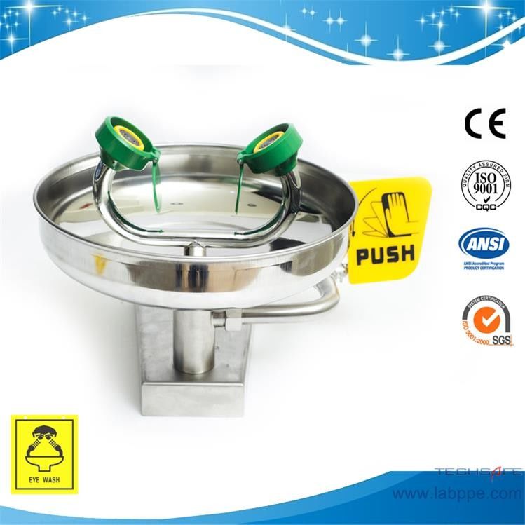 SH359DZ-emergency eye washer safety eye wash station wall type SS304 SH359DZ silver color yellow color used for school